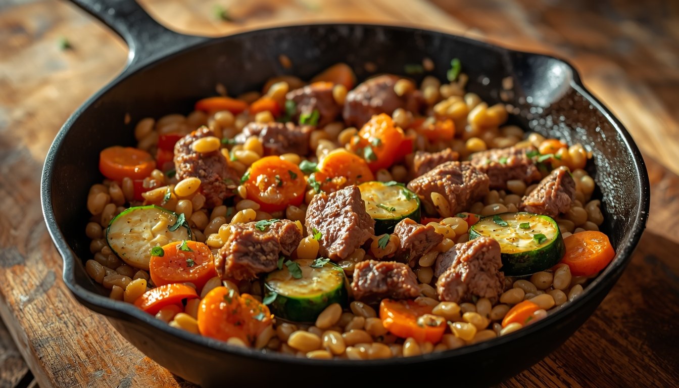 Beef and Vegetable Barley Skillet for a Hearty Dinner Beef and Vegetable Barley Skillet for a Hearty Dinner
