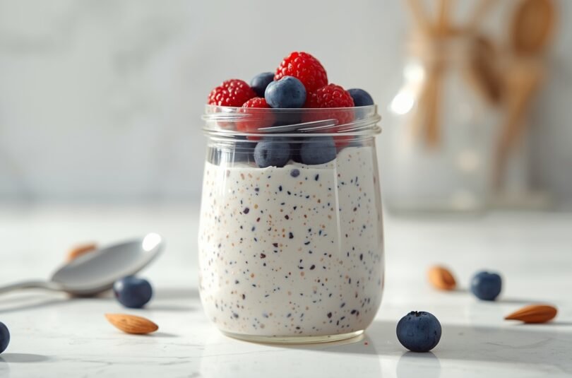 Chia Pudding with Almond Milk and Berries
