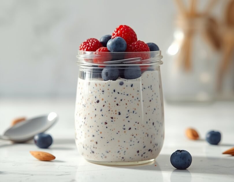 Chia Pudding with Almond Milk and Berries