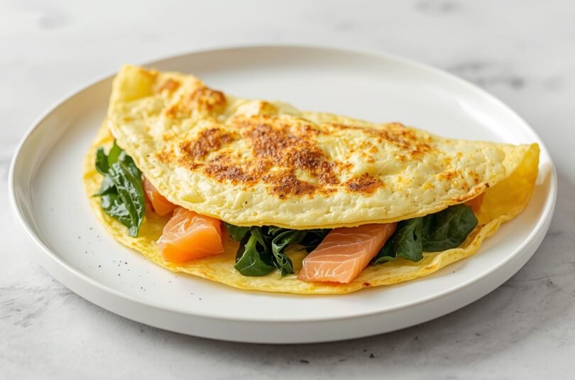 Egg White Omelet with Smoked Salmon and Spinach
