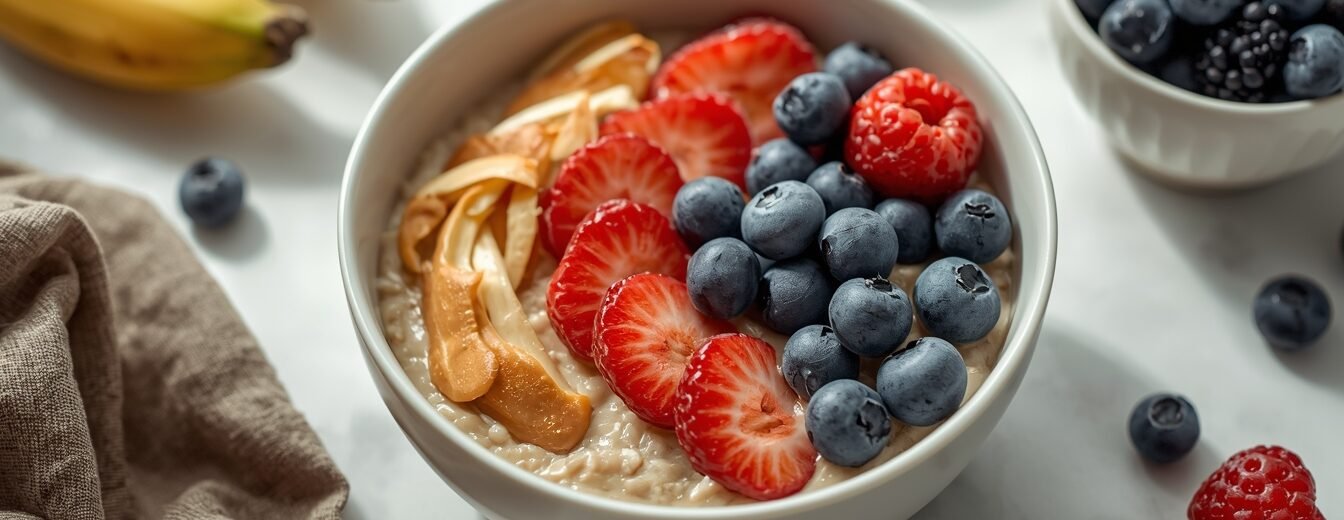 Energy Oatmeal with Almond Butter and Berries