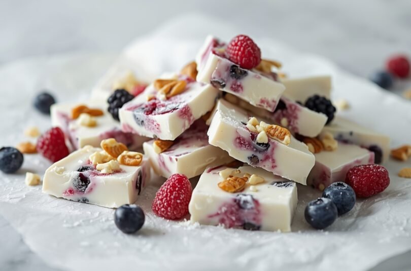 Frozen Yogurt Bark with Berries and Nuts