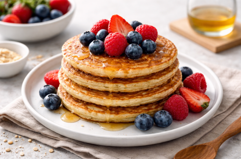 Healthy Breakfast Pancakes with Oats and Greek Yogurt