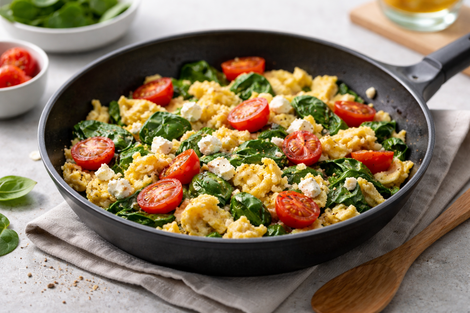 Healthy Breakfast Scramble with Eggs, Spinach, and Feta Healthy Breakfast Scramble with Eggs, Spinach, and Feta