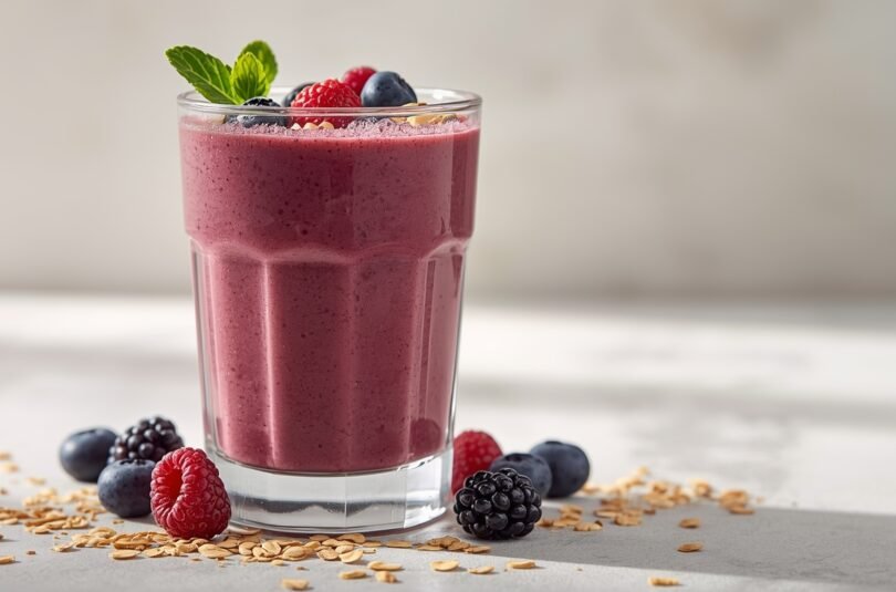 Protein Smoothie with Berries, Greek Yogurt, and Oats