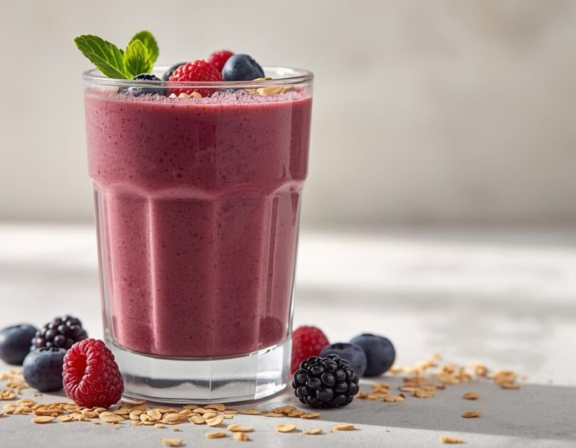 Protein Smoothie with Berries, Greek Yogurt, and Oats