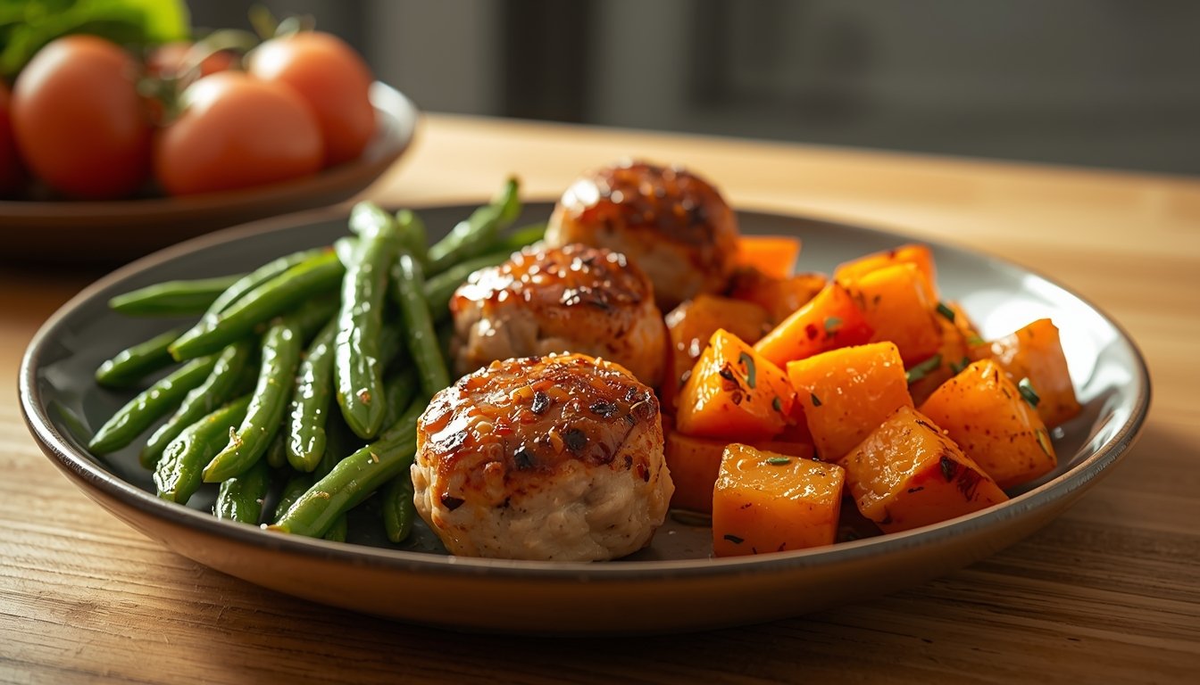 High-protein hearty dinner for recovery and fullness Turkey Meatballs with Sweet Potato and Green Beans