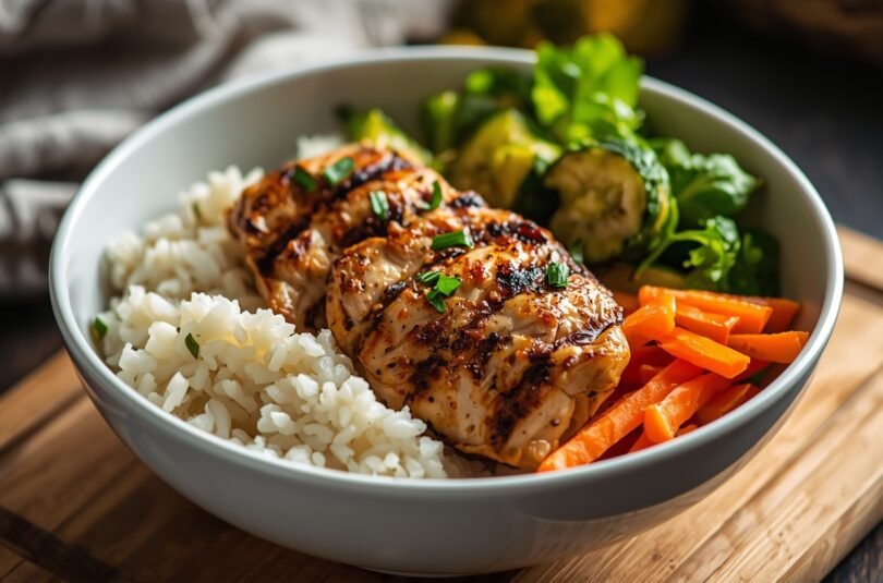 Muscle Building Meal with Chicken Rice and Vegetables Muscle Building Meal with Chicken Rice and Vegetables