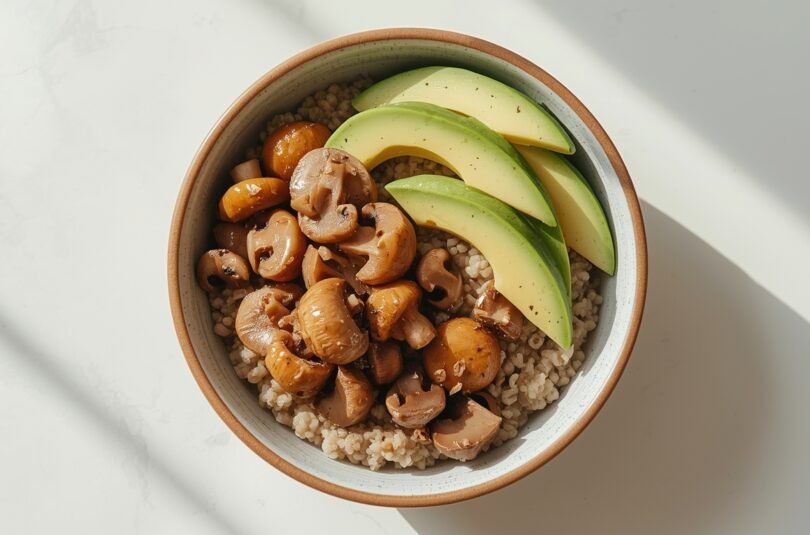 Savory Buckwheat Breakfast with Mushrooms and Avocado