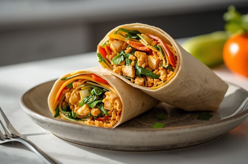 Tofu Scramble Breakfast Wrap for a Healthy Breakfast