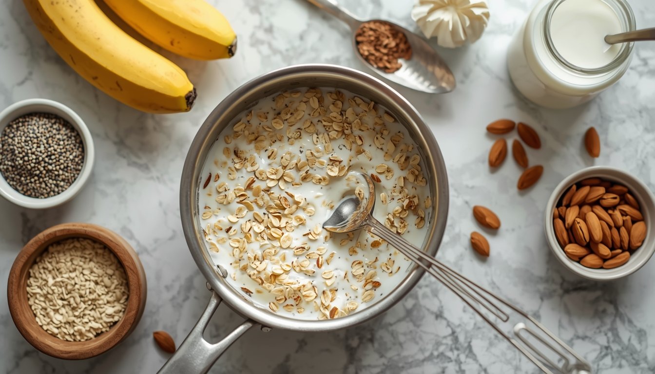 high-protein oatmeal High-Protein Banana Oatmeal, Greek Yogurt & Chia Seeds